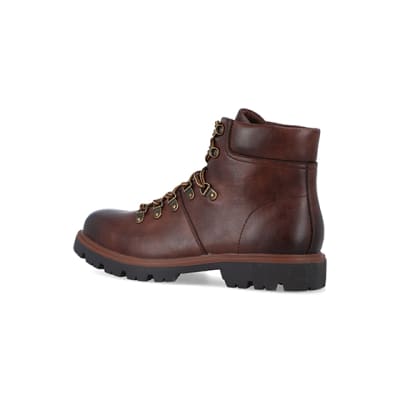 360 degree animation of product Brown polished hiker boots frame-5