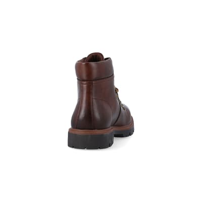 360 degree animation of product Brown polished hiker boots frame-10