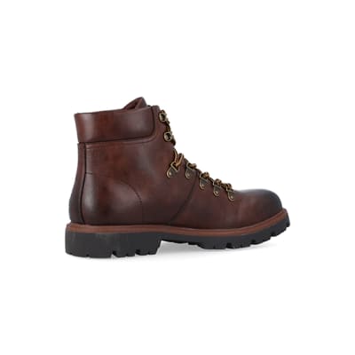 360 degree animation of product Brown polished hiker boots frame-13