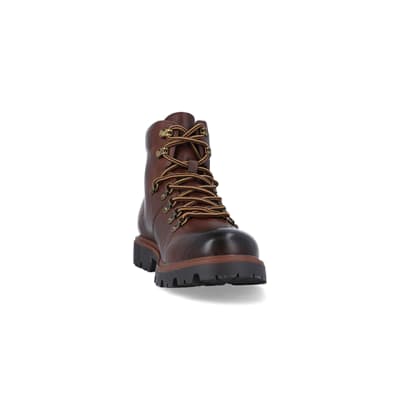 360 degree animation of product Brown polished hiker boots frame-20