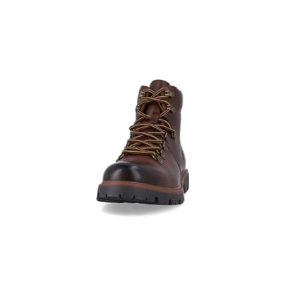 360 degree animation of product Brown polished hiker boots frame-22
