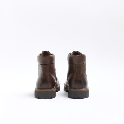 Brown polished hiker boots