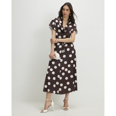 Brown Polka Dot Slip Dress | River Island