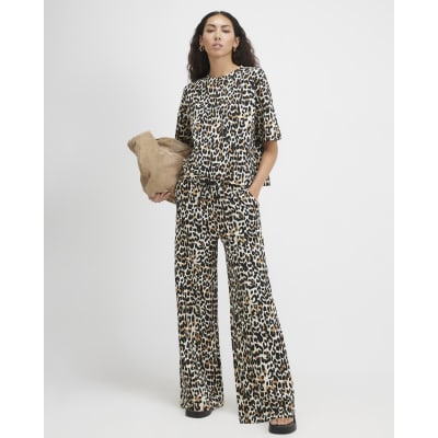 Premium Animal Print Wide Leg Joggers