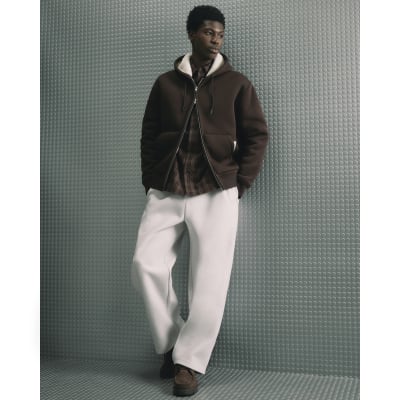 Brown Premium Cotton Borg Lined Hoodie