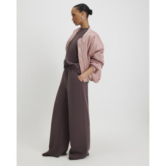 River Island Brown Premium Drawstring Wide Leg Joggers