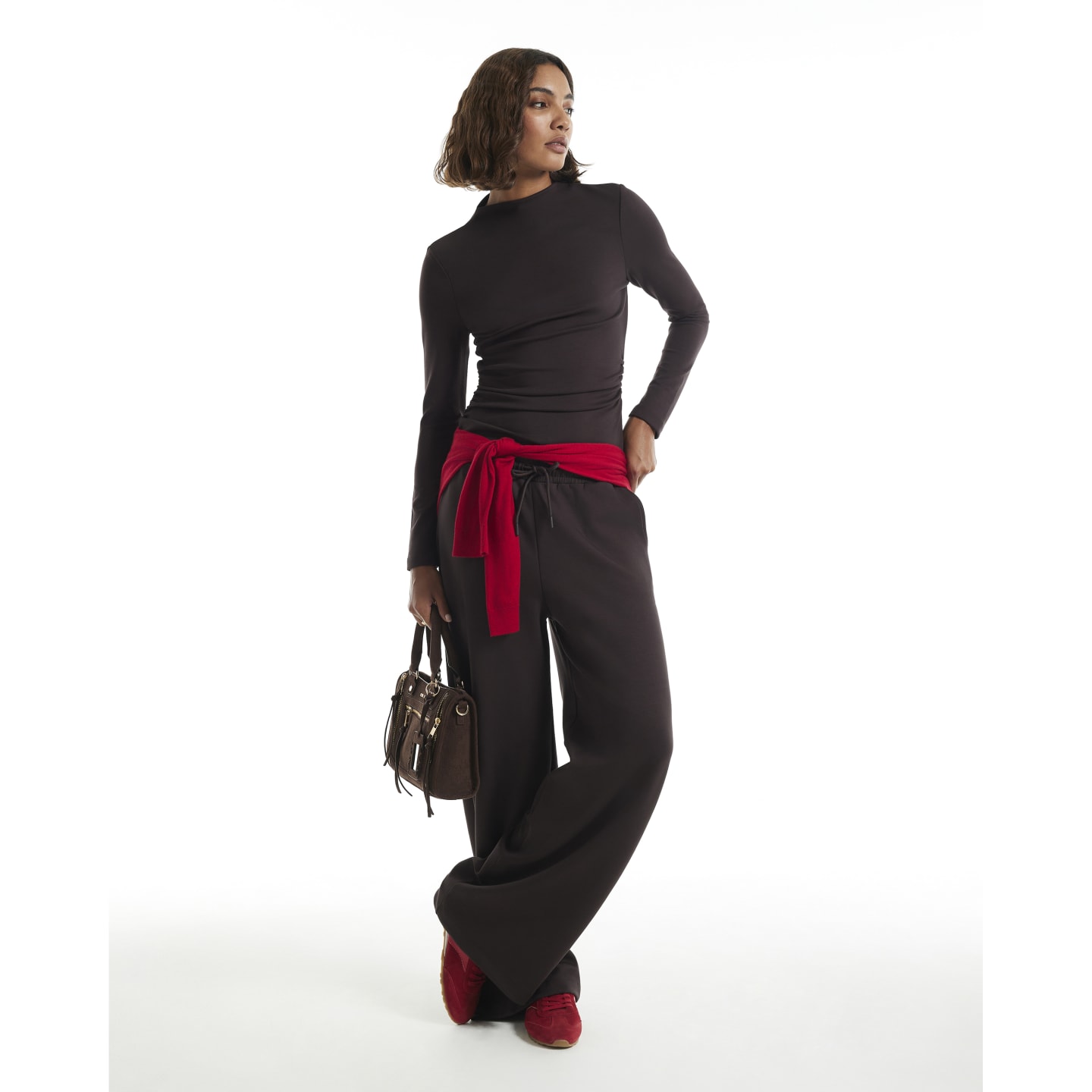 River Island Brown Premium Drawstring Wide Leg Joggers — photo 1 of 1