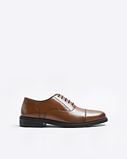 Brown premium leather brogue oxford shoes