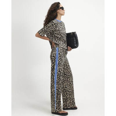 Premium Leopard Print Wide Leg Trousers