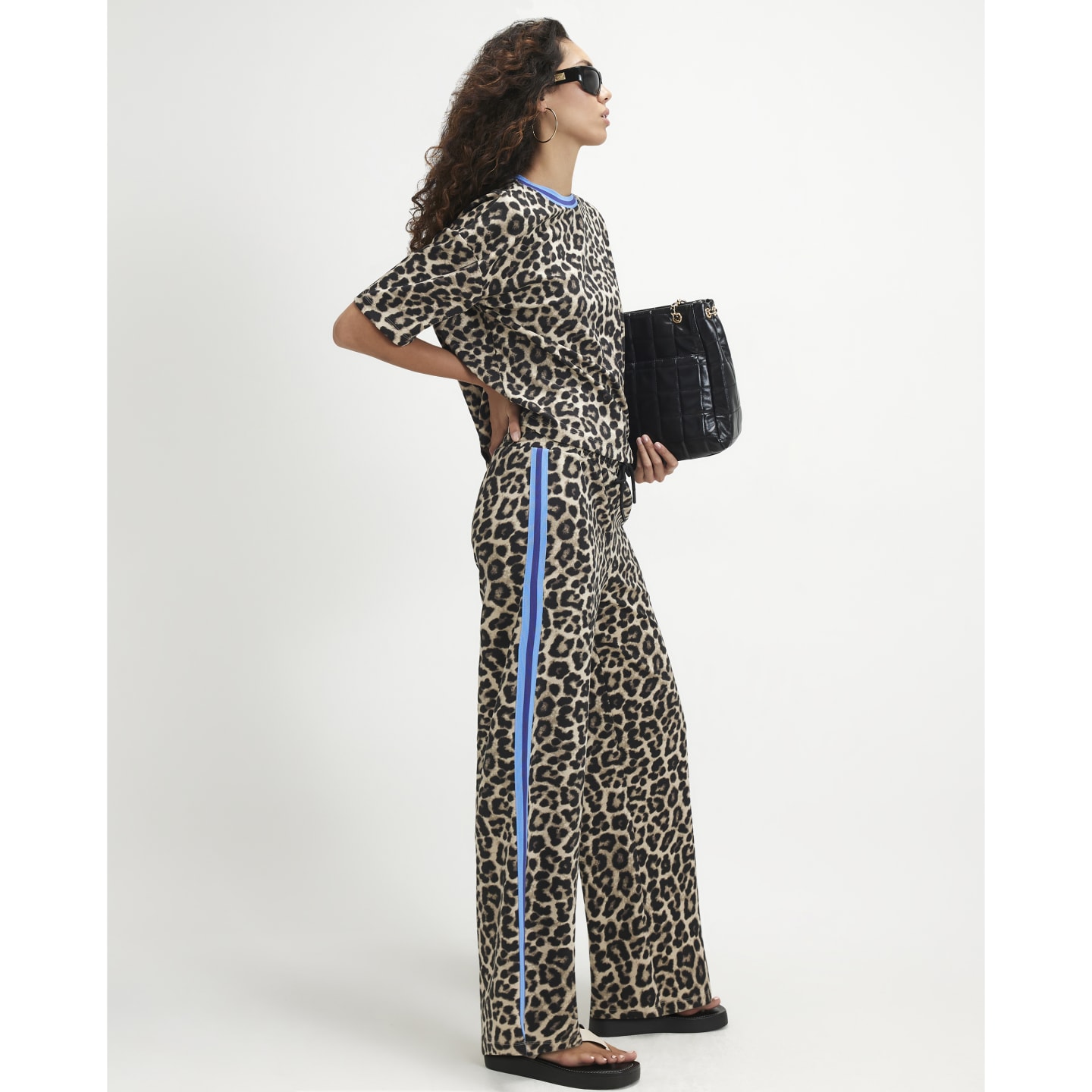 River Island Brown Premium Leopard Print Wide Leg Trousers — photo 1 of 1