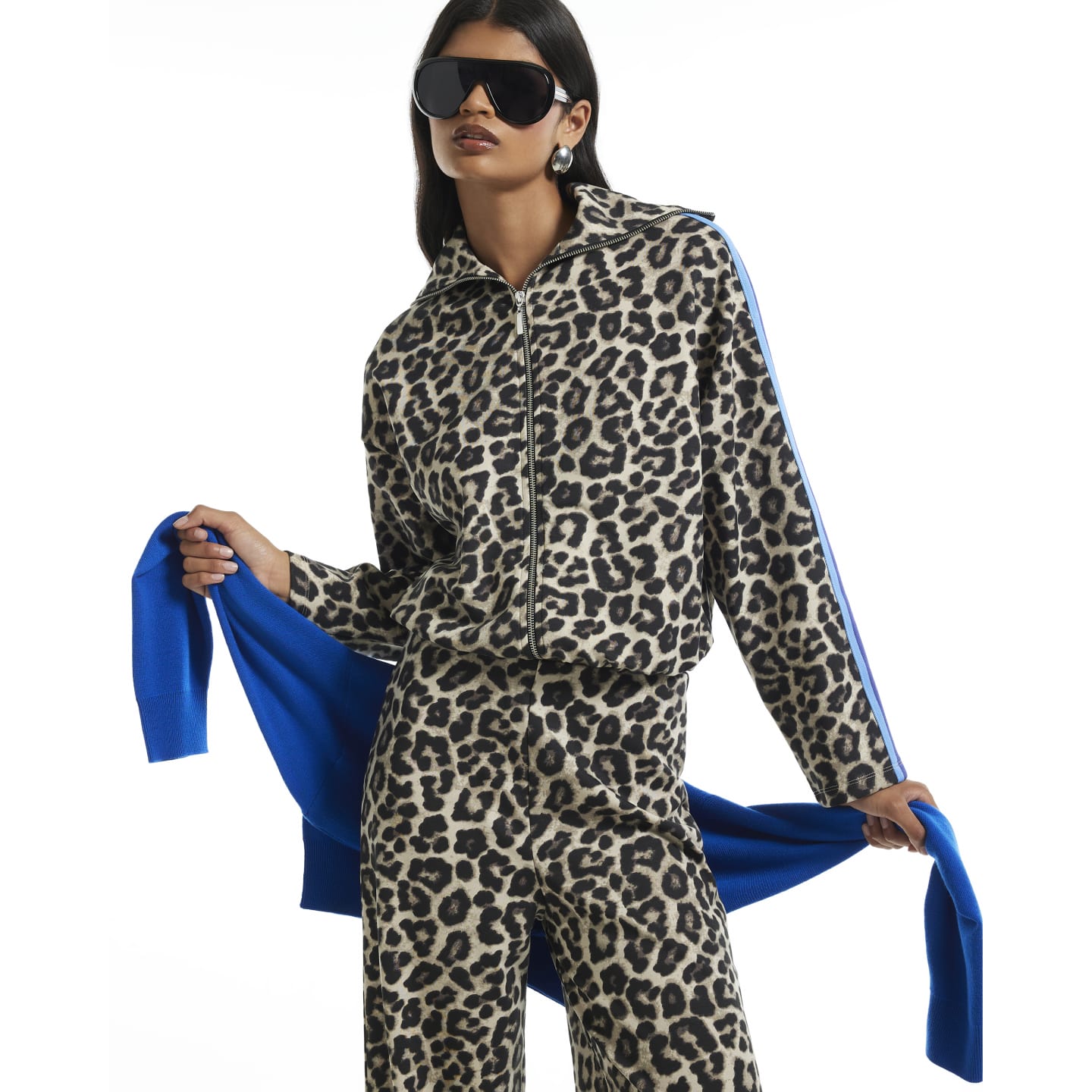 River Island Brown Premium Leopard Tipped Track Jacket — photo 1 of 1