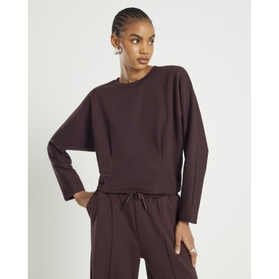 Brown Premium Long Sleeve Batwing Sweatshirt