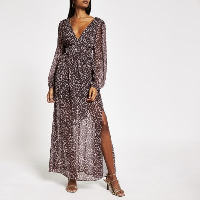 river island animal print maxi dress