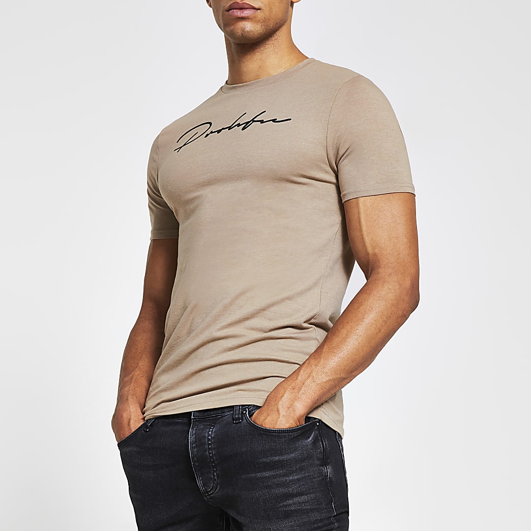 Brown Prolific short sleeve muscle t-shirt | River Island