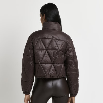 brown cropped puffer