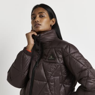 brown cropped puffer