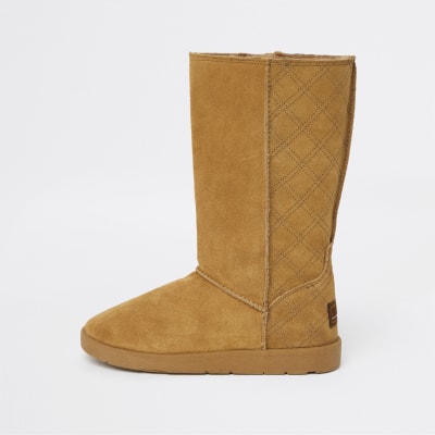 river island black suede faux fur lined boots