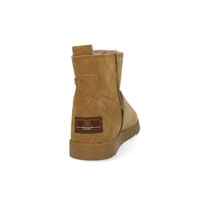 river island black suede faux fur lined boots