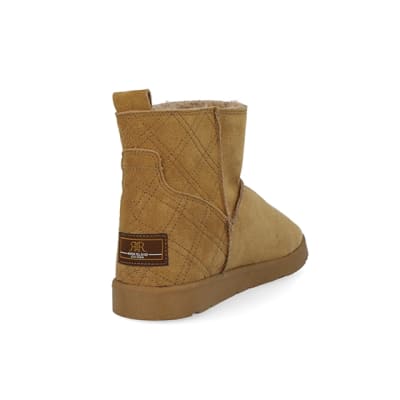 river island black suede faux fur lined boots