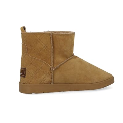 river island black suede faux fur lined boots