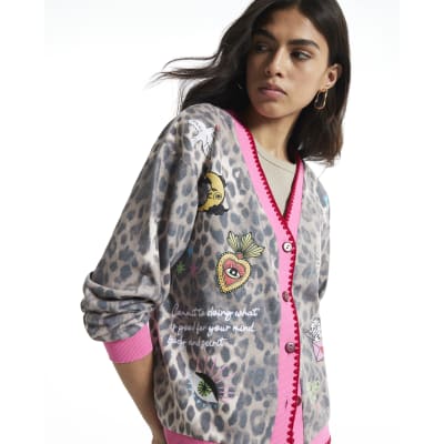 Quirky Leopard Print Cardigan