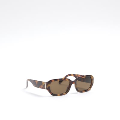 Brown Rectangle Tortoise Shell Sunglasses River Island 