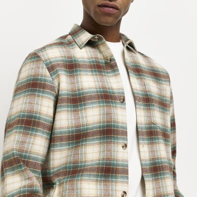 Brown regular fit Check long sleeve shirt
