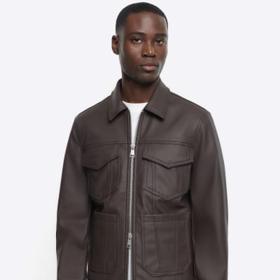 Mens leather jackets river on sale island