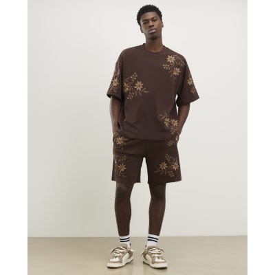 Brown Regular Fit Floral Shorts
