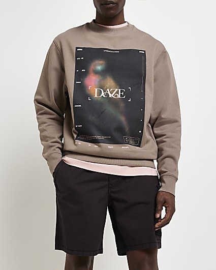 Brown Regular fit Graphic Daze sweatshirt