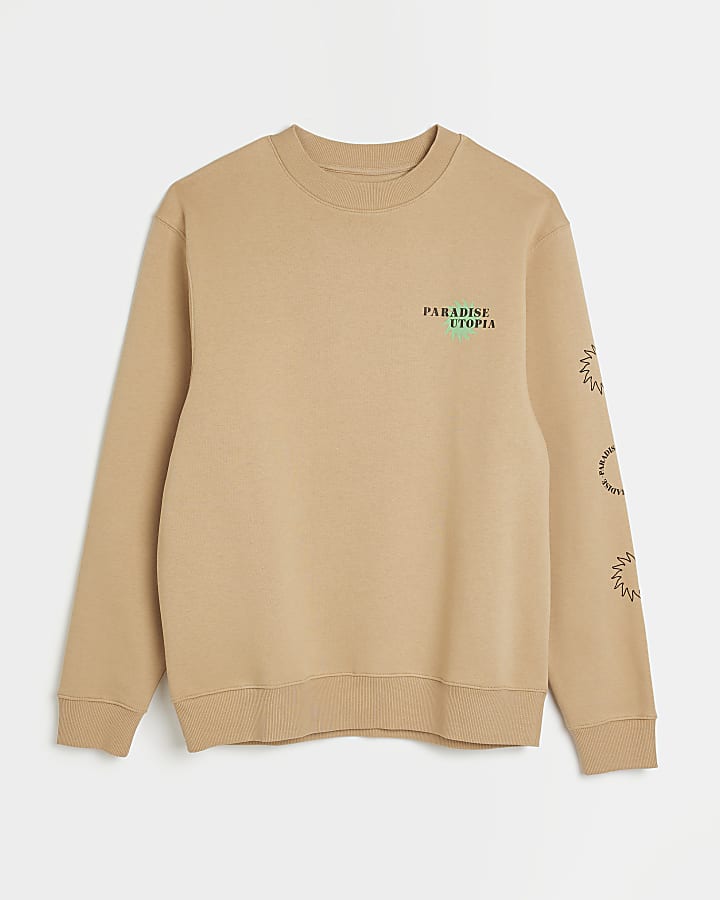 Brown Regular fit graphic sweatshirt
