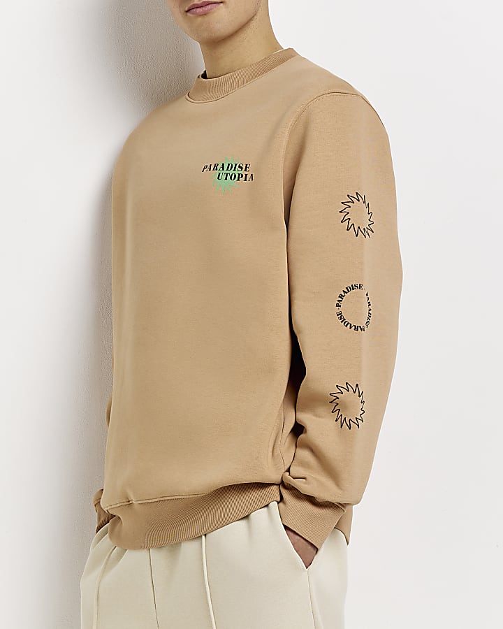 Brown Regular fit graphic sweatshirt