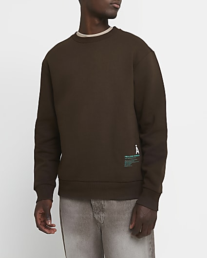 Brown regular fit graphic sweatshirt