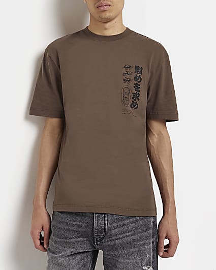 Brown Regular fit Graphic t-shirt