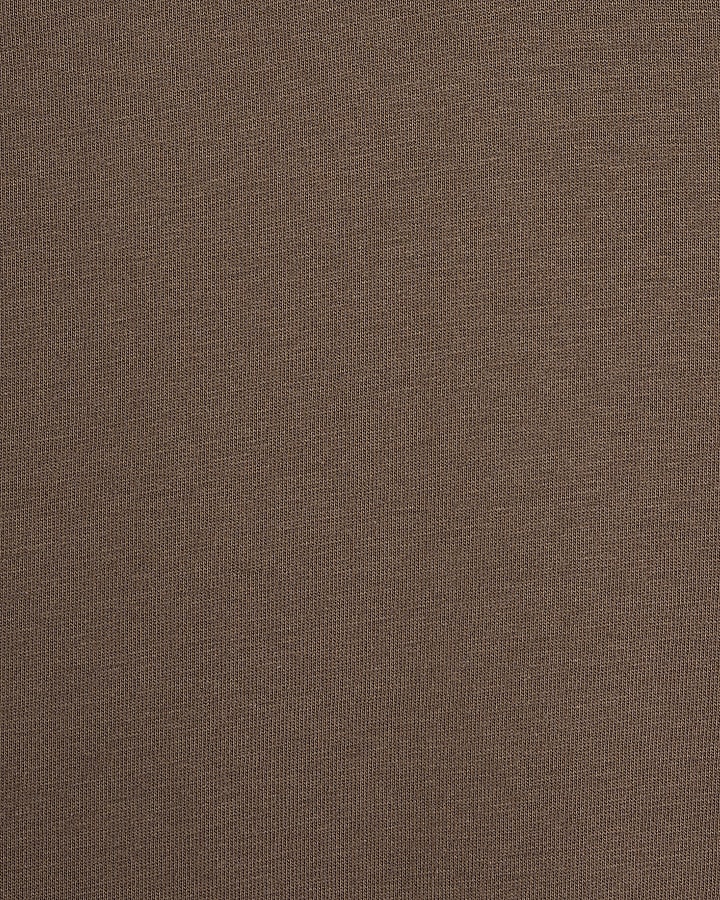 Brown regular fit Japanese print t-shirt