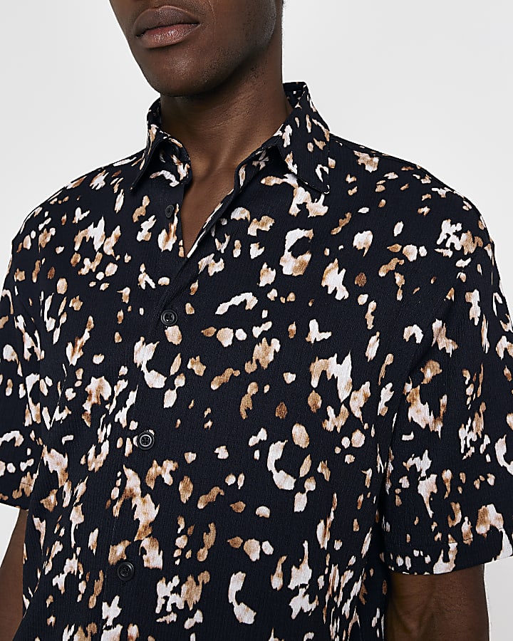 Brown Regular fit Leopard print Shirt