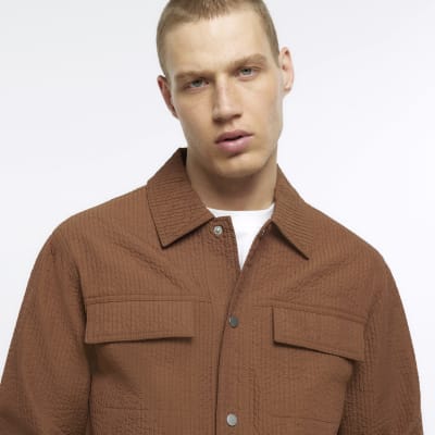 Brown regular fit pleated western jacket
