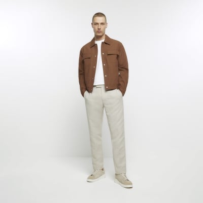 Brown regular fit pleated western jacket