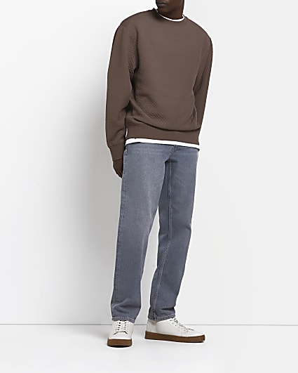 Brown Regular fit Quilted sweatshirt