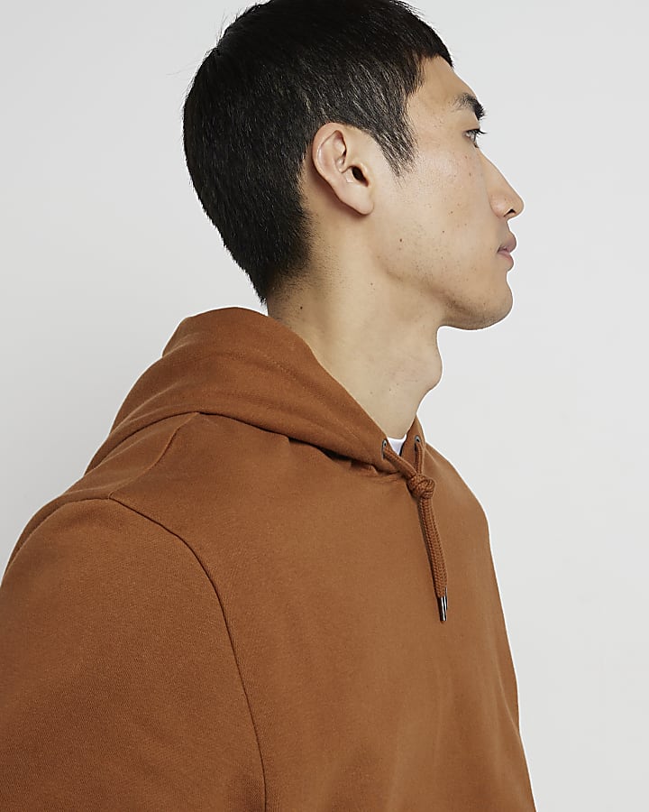 Brown regular fit RI hoodie