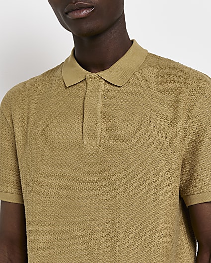 Brown Regular Fit Ri Studio Knit Polo shirt