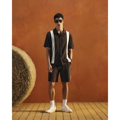Brown Regular Fit Towelling Shorts