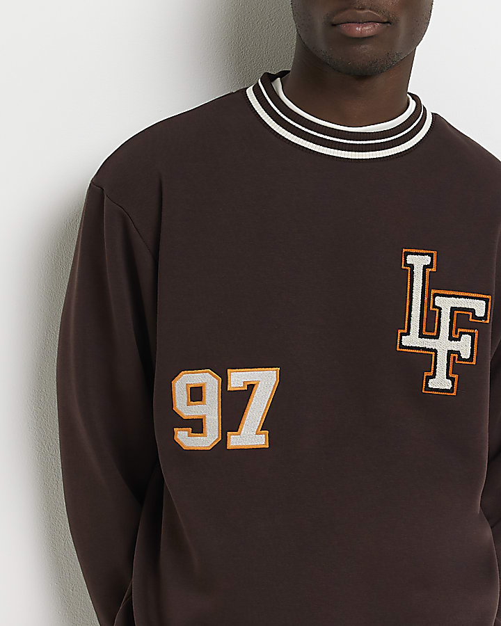 Brown Regular fit Varsity sweatshirt
