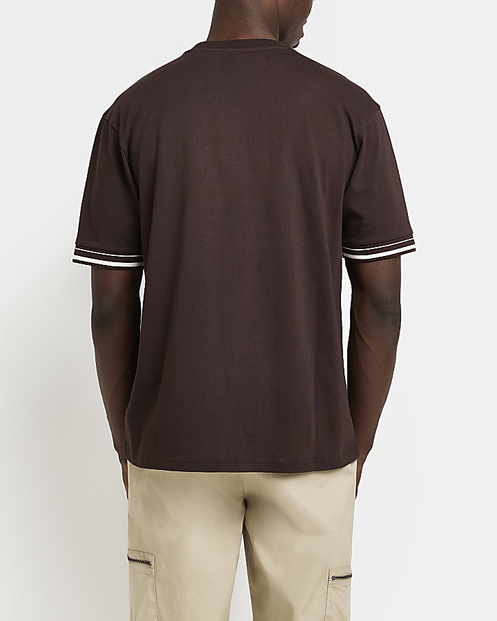 Brown Regular fit Varsity t-shirt