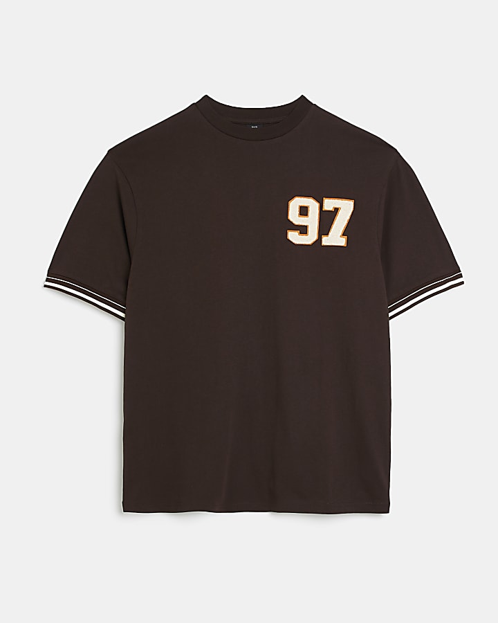 Brown Regular fit Varsity t-shirt