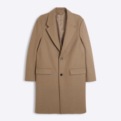 Mens camel outlet coat river island