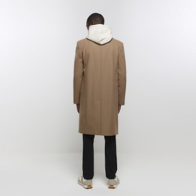 Mens camel coat outlet river island