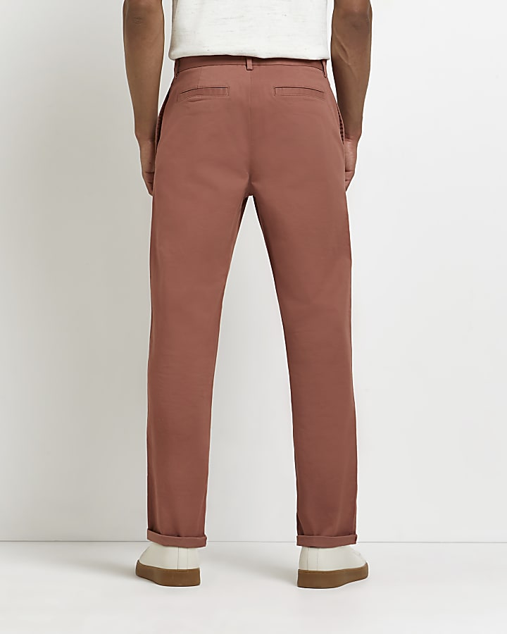 Brown relaxed fit chino trousers