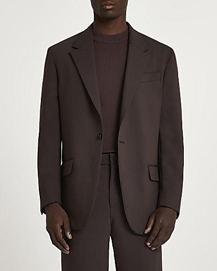 Brown relaxed fit suit jacket