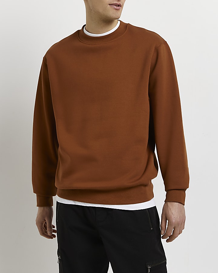Brown RI branded regular fit sweatshirt